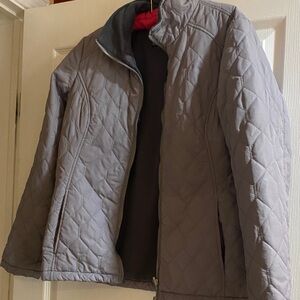 Rothschild Quilted Gray Jacket with Red Inner Collar